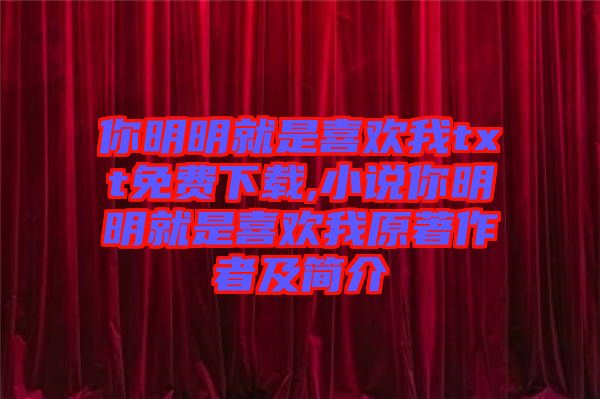 你明明就是喜歡我txt免費下載,小說你明明就是喜歡我原著作者及簡介