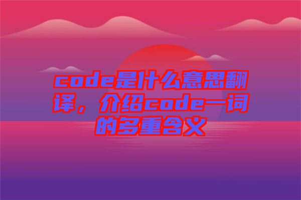 code是什么意思翻譯，介紹code一詞的多重含義