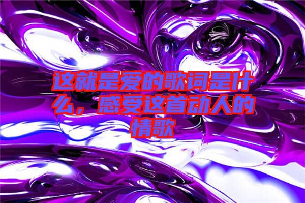 這就是愛的歌詞是什么，感受這首動人的情歌