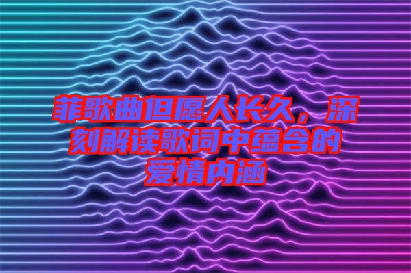 菲歌曲但愿人長久，深刻解讀歌詞中蘊含的愛情內涵