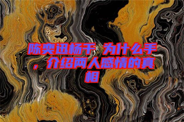 陳奕迅楊千嬅為什么手，介紹兩人感情的真相